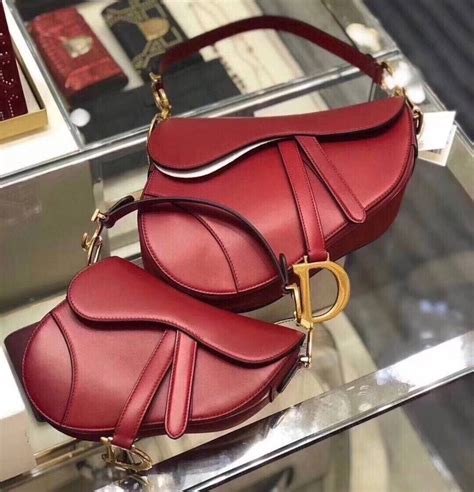 christian dior red saddle bag